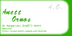anett ormos business card